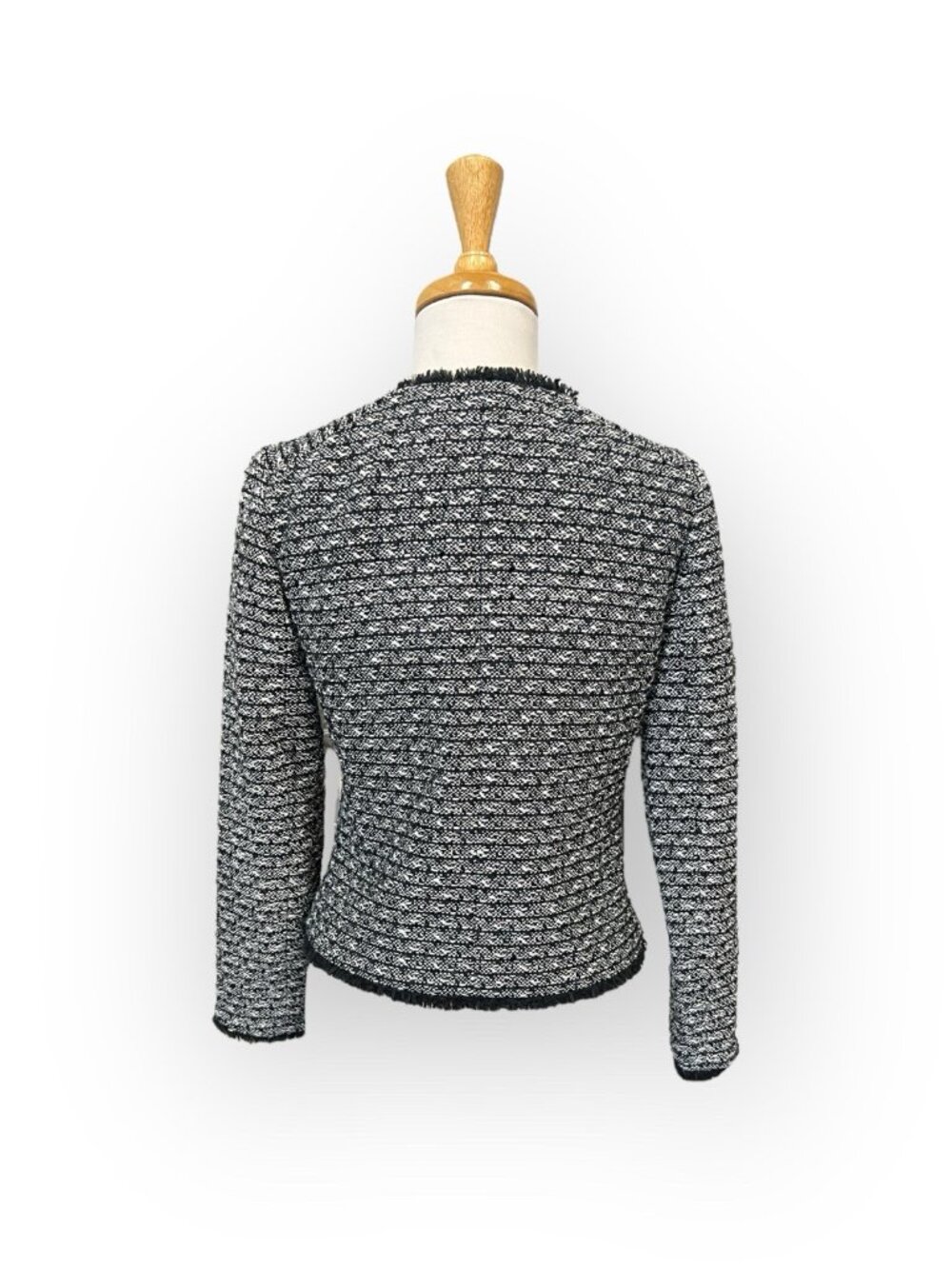 J Crew Fringe Tweed Blazer Jacket Size 0 Black and White - Picture 4 of 8